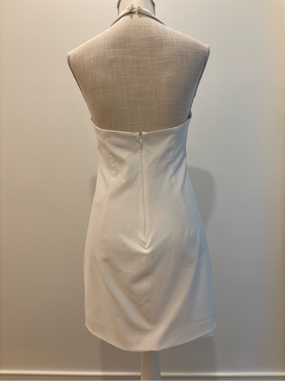 NWOT • ZARA White Tortoiseshell Ring Halter Mini Dress Size Medium - Picture 6 of 7